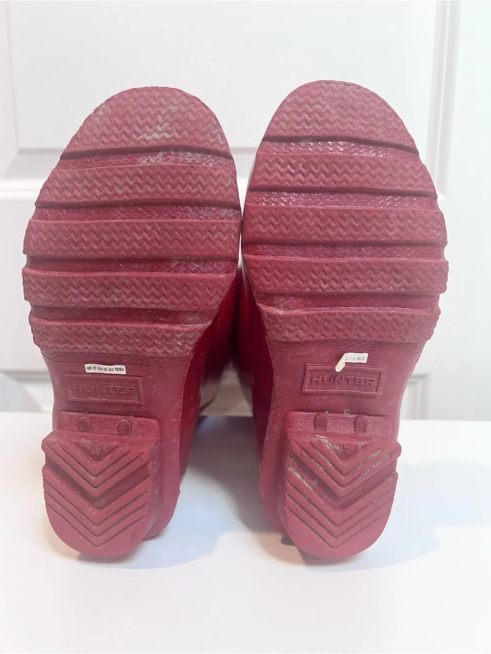 Hunter Kids Youth Glossy Red Knee-High Rain Boots Size 1 / 2 Boys Girls